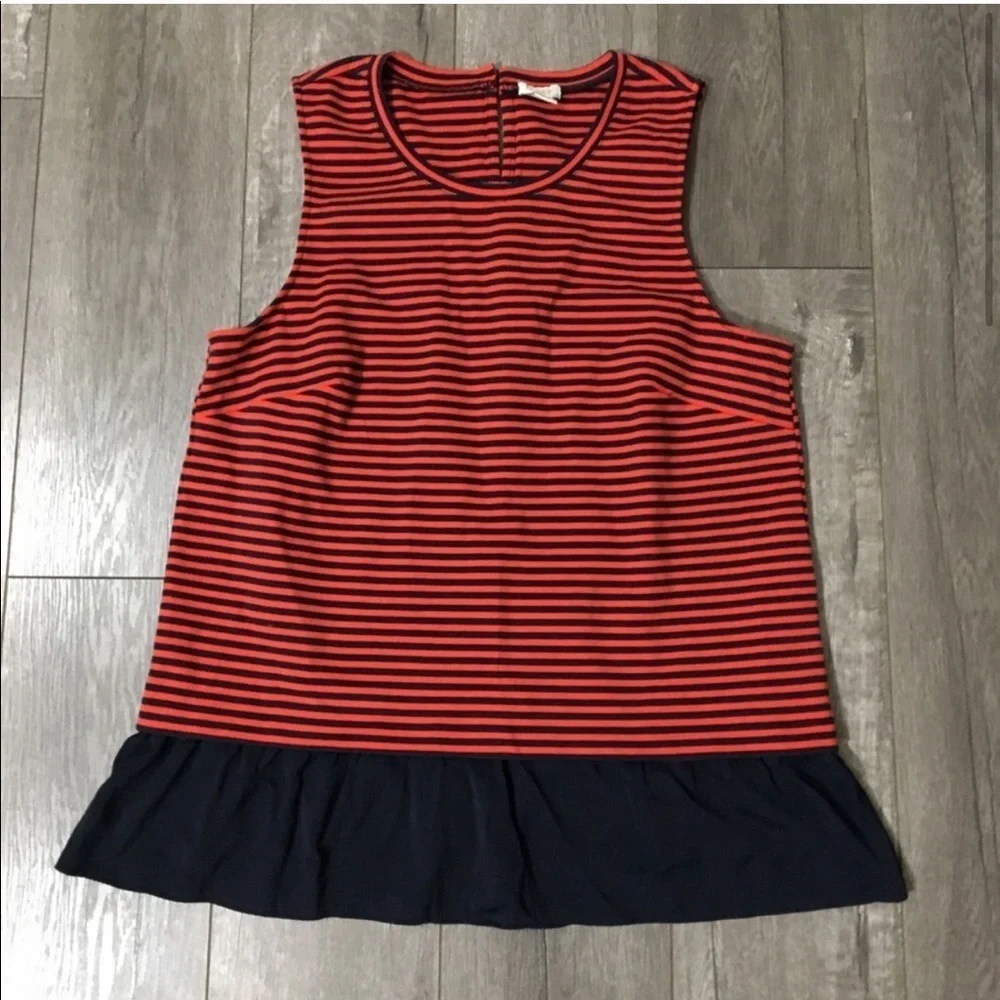 J. crew factory red and navy striped tank. M. NWOT